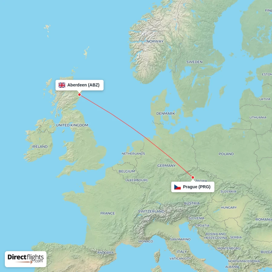 ABZ - PRG route map