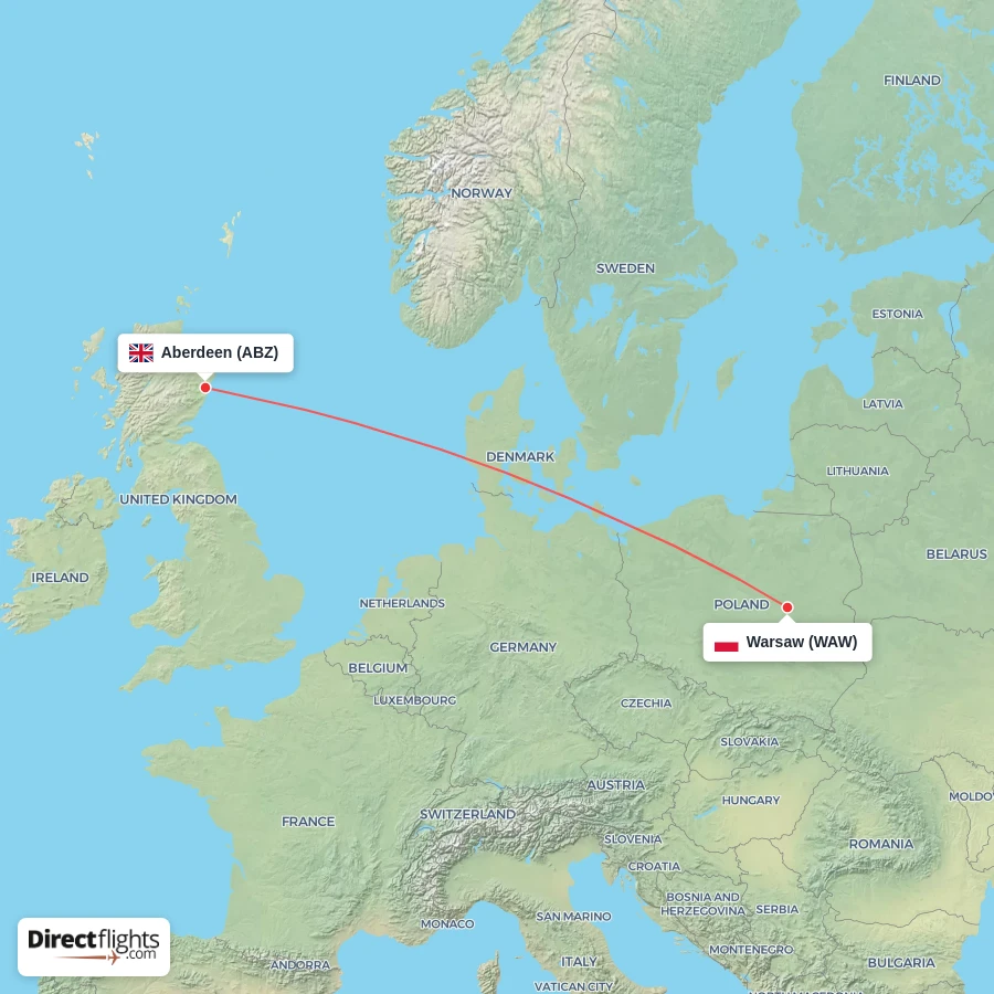 ABZ - WAW route map