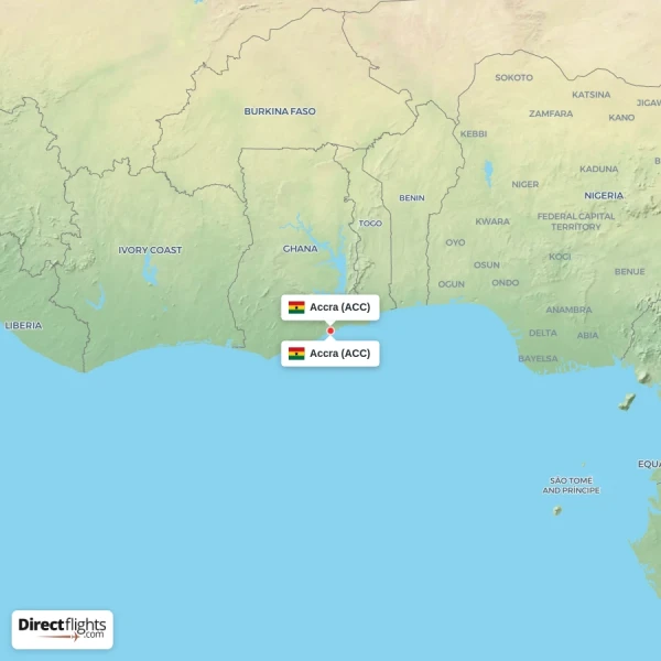 Accra - Accra direct flight map