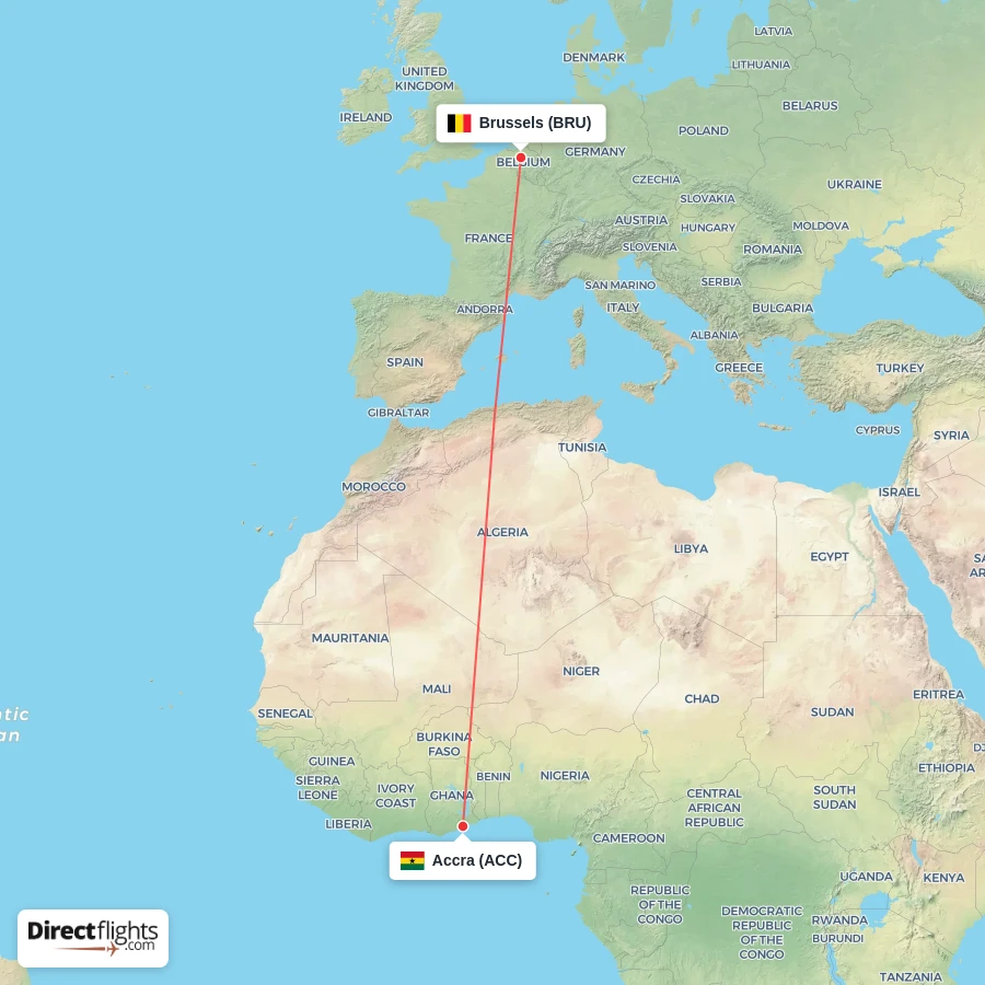 ACC - BRU route map