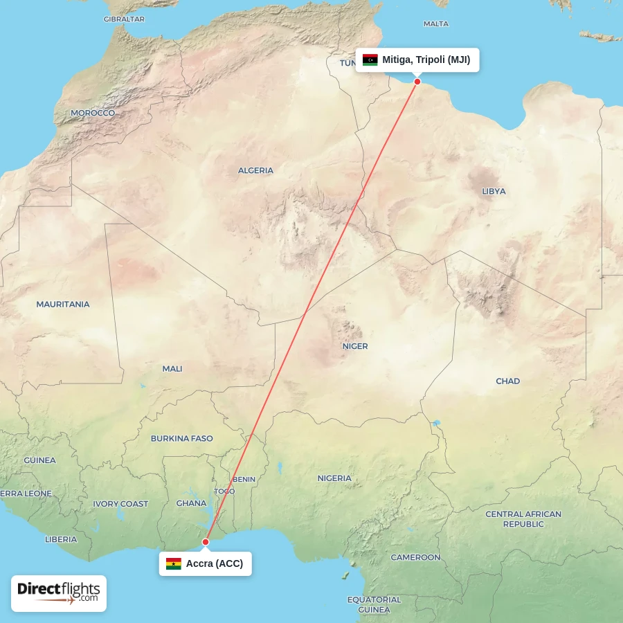 ACC - MJI route map