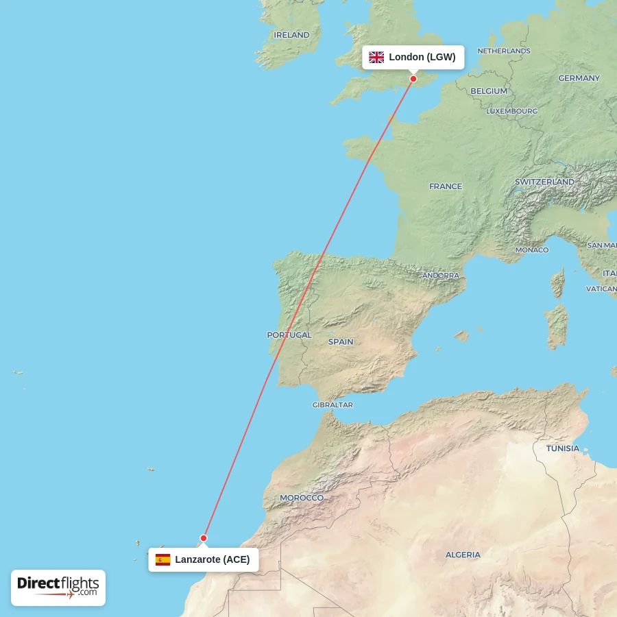 ACE - LGW route map