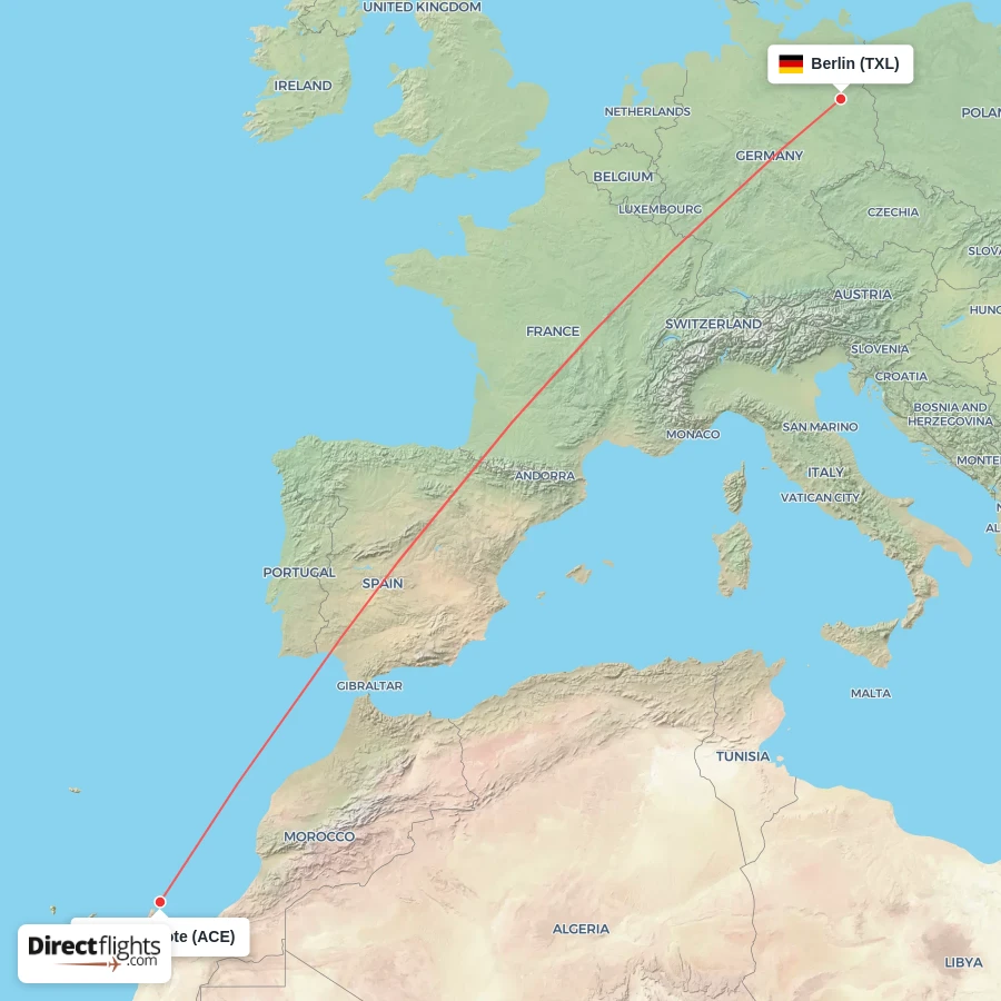 ACE - TXL route map
