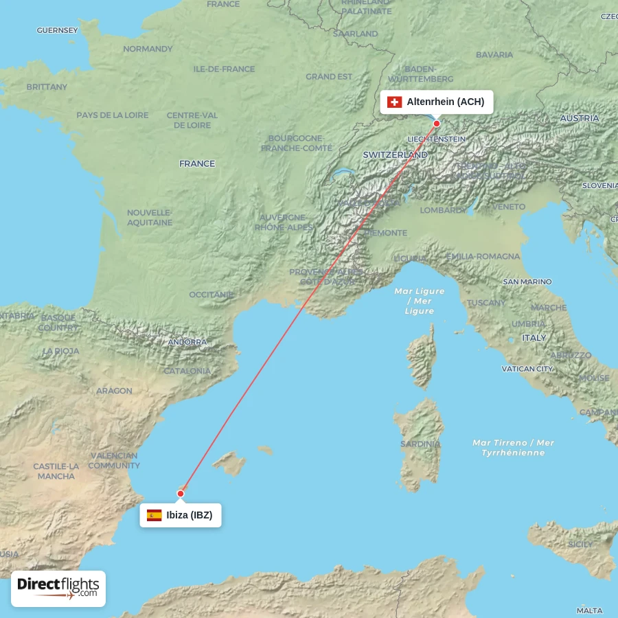 ACH - IBZ route map