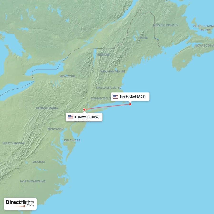 ACK - CDW route map