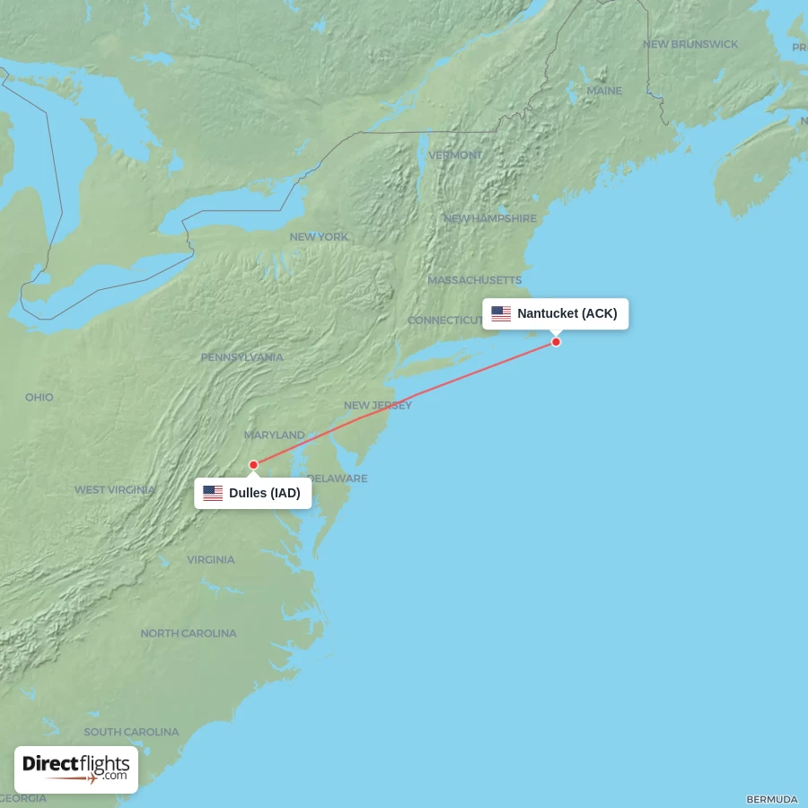 ACK - IAD route map