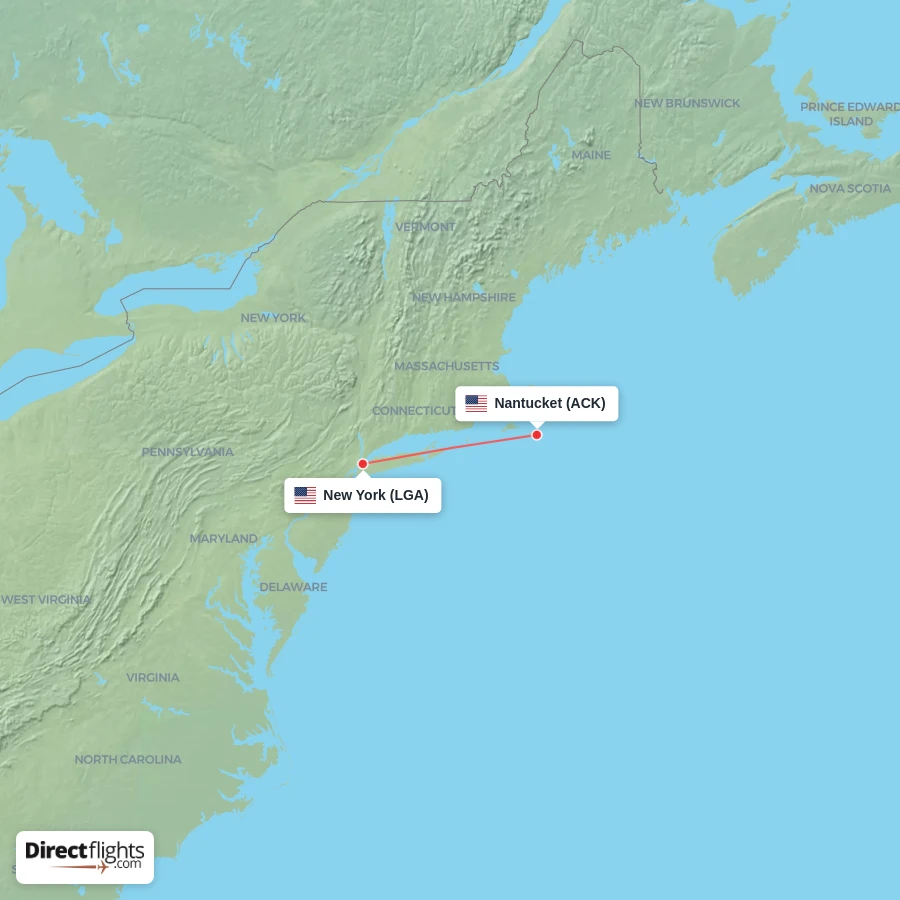 ACK - LGA route map