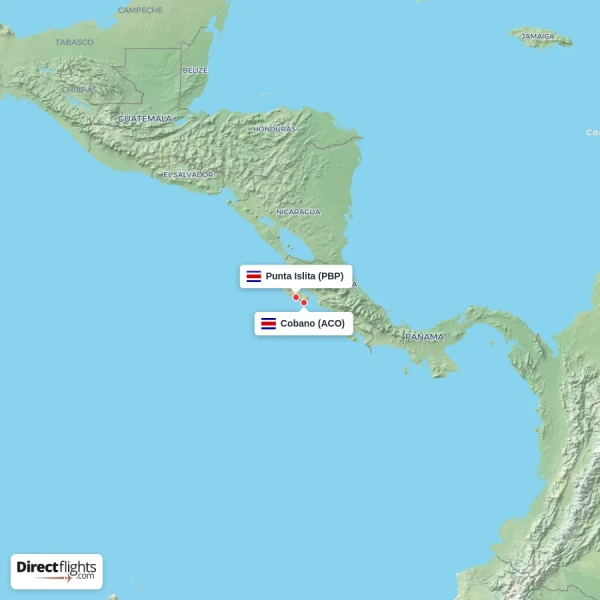 Cobano - Punta Islita direct flight map