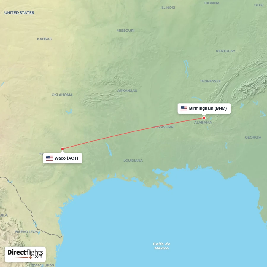 ACT - BHM route map