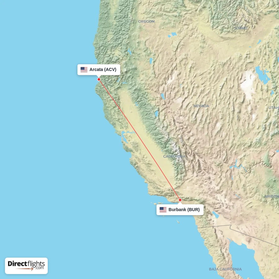 ACV - BUR route map
