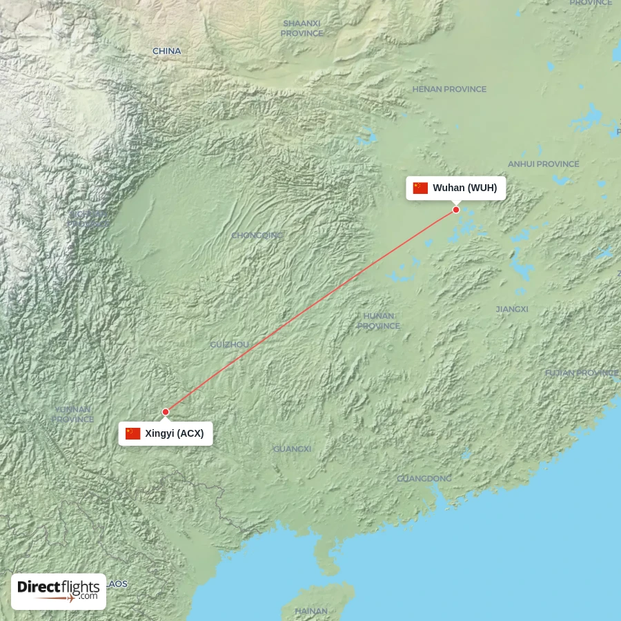 ACX - WUH route map