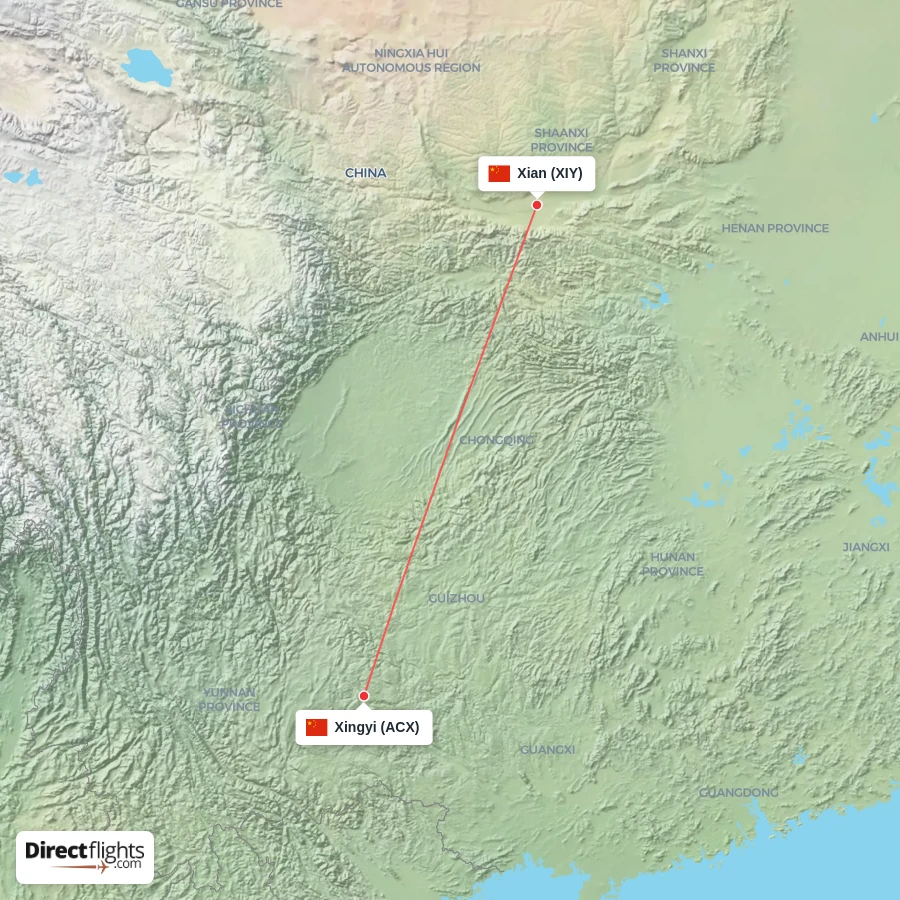 ACX - XIY route map