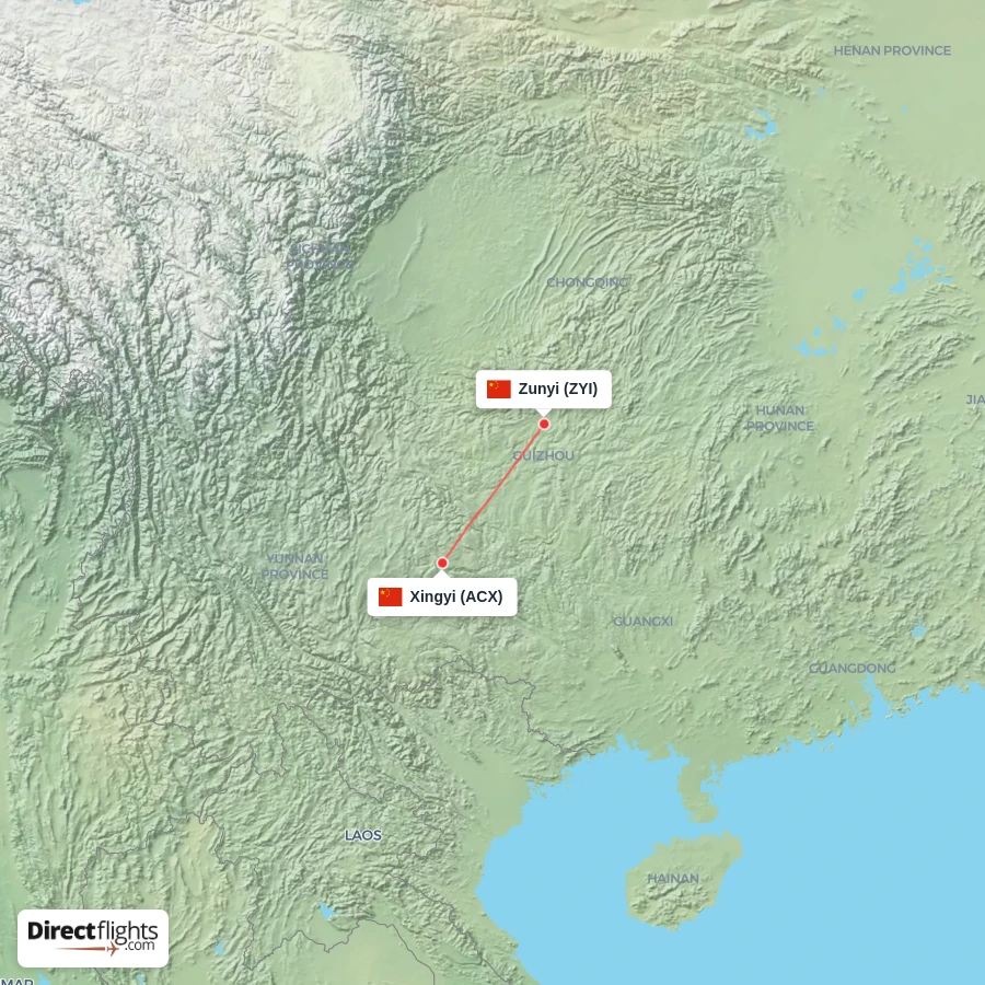 ACX - ZYI route map