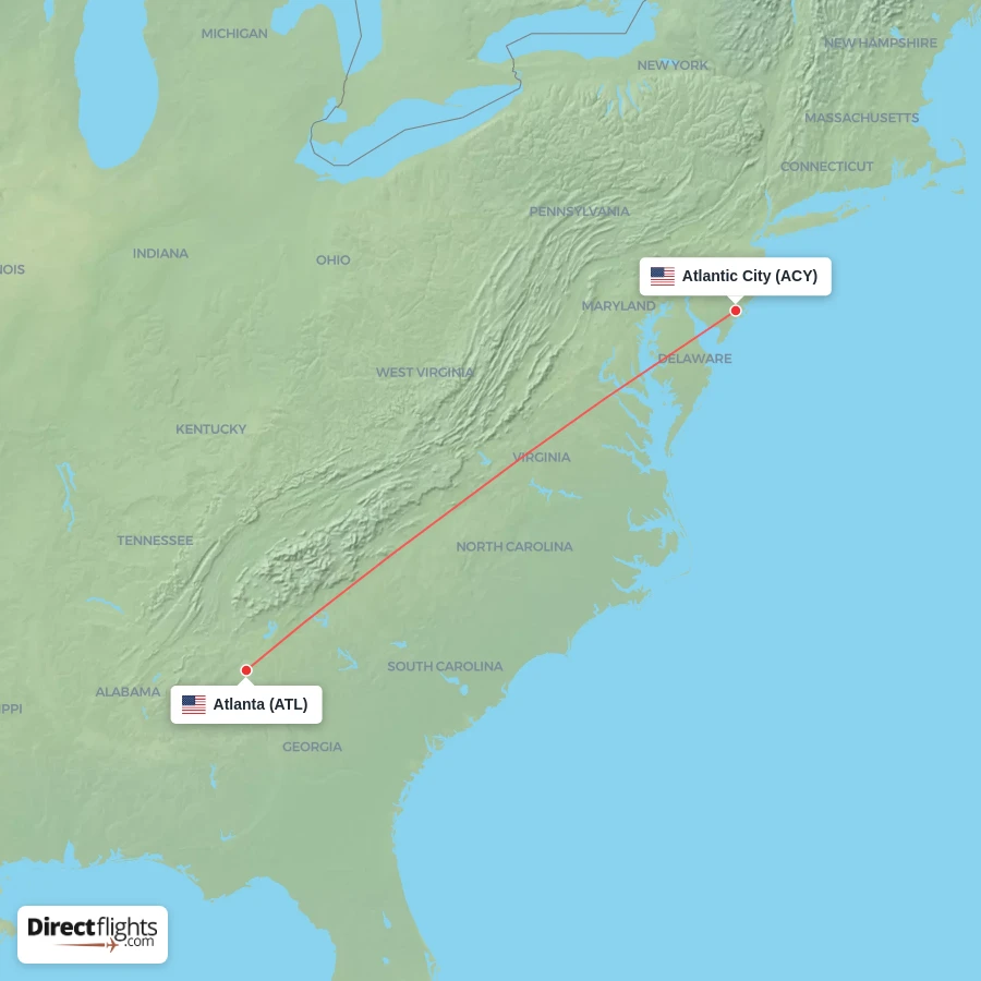 ACY - ATL route map