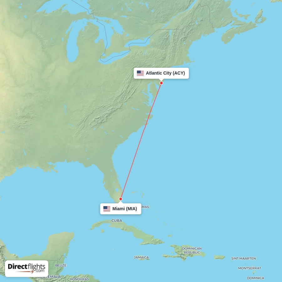 ACY - MIA route map