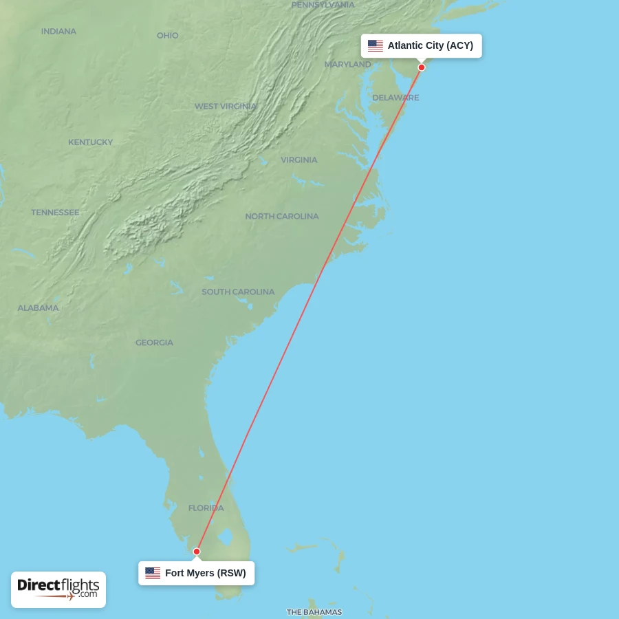 ACY - RSW route map