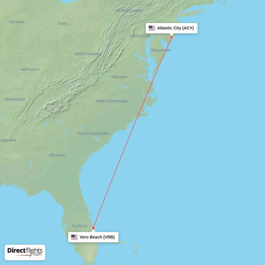 ACY - VRB route map