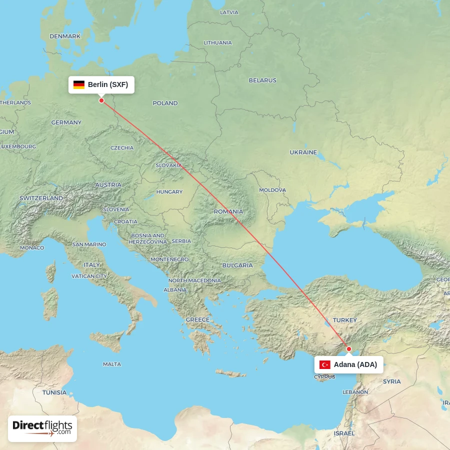 ADA - SXF route map