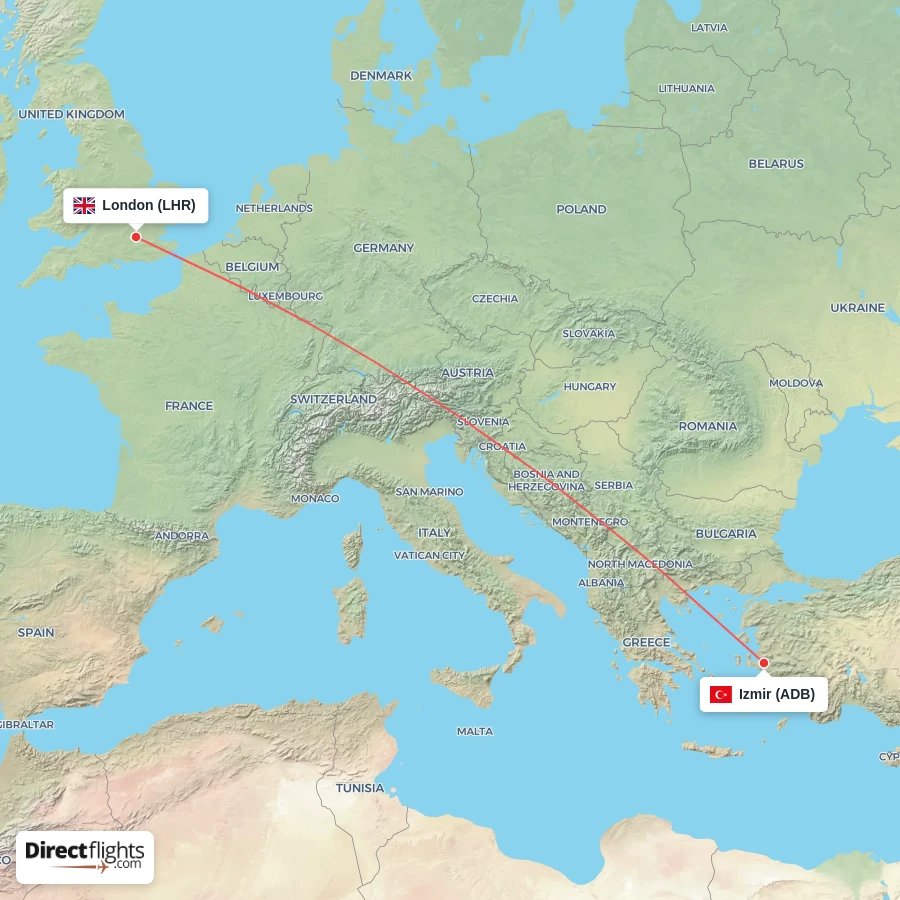 ADB - LHR route map