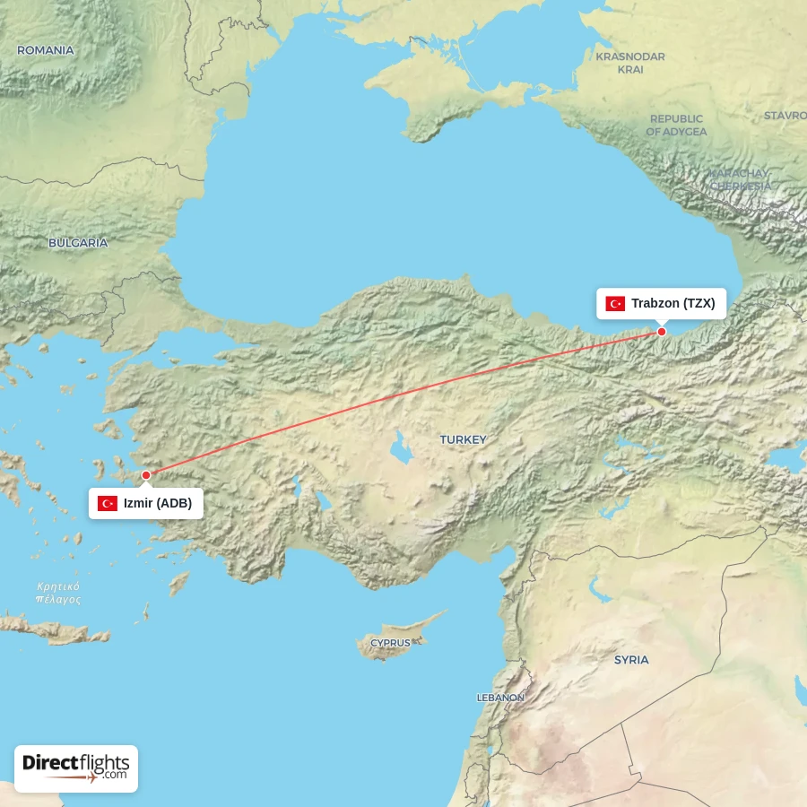 ADB - TZX route map