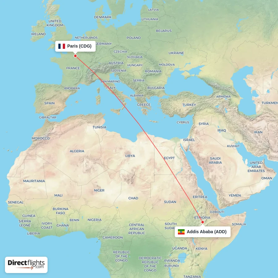 ADD - CDG route map