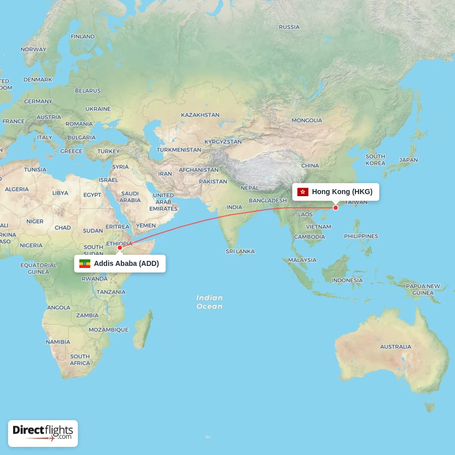ADD - HKG route map