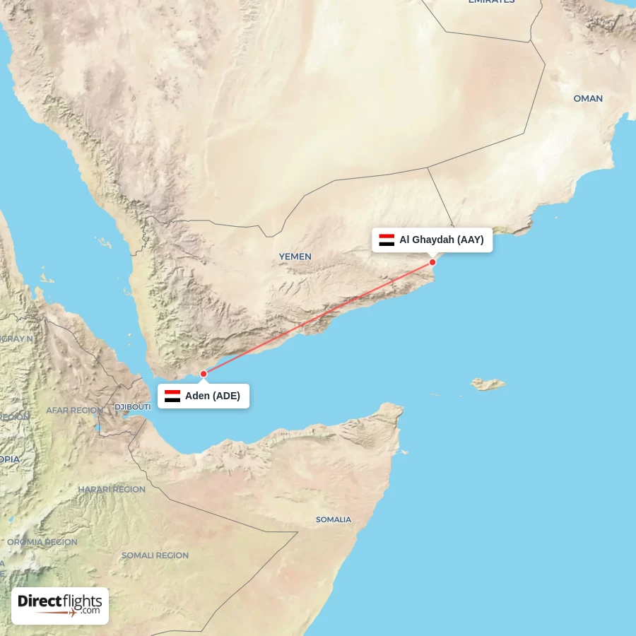 ADE - AAY route map