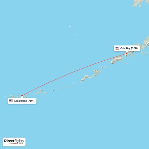 Adak Island - Cold Bay direct flight map