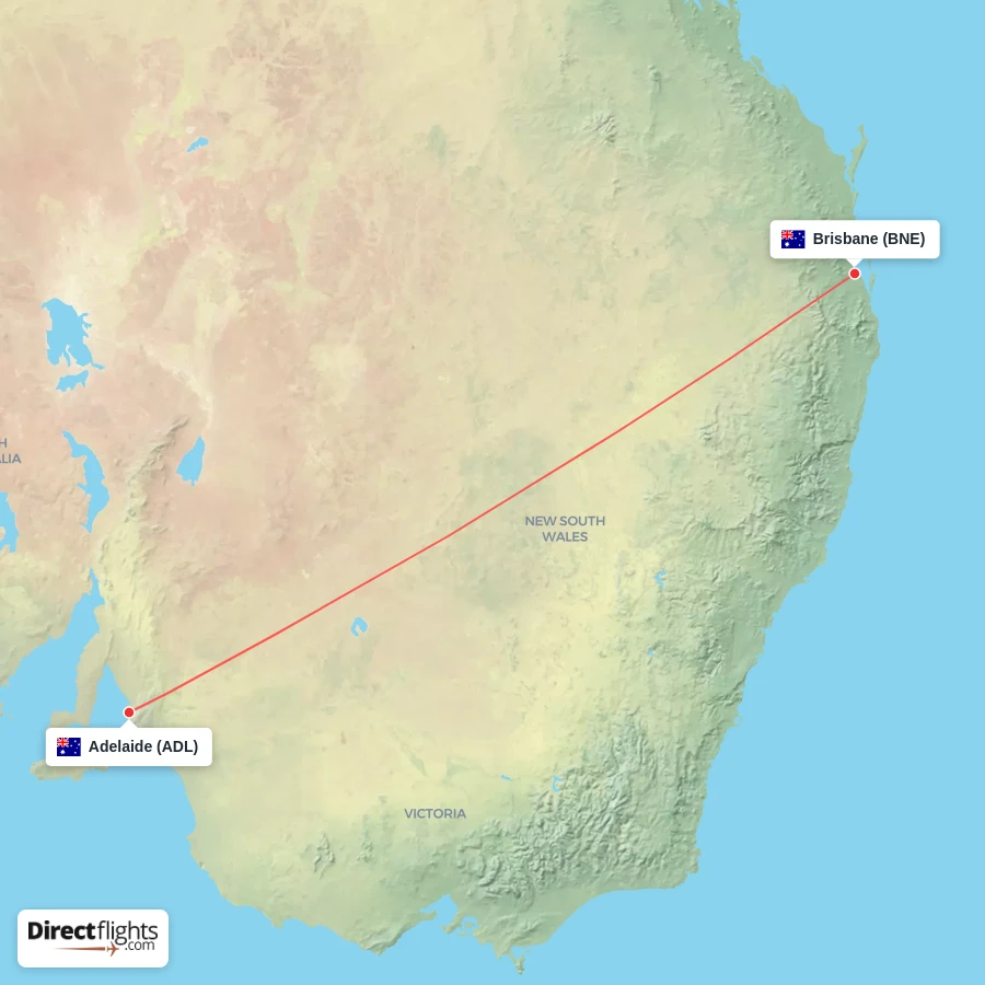 ADL - BNE route map