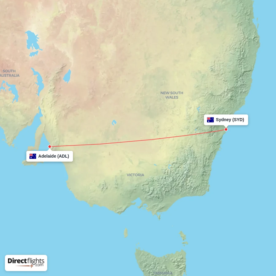 ADL - SYD route map