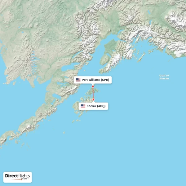 Kodiak - Port Williams direct flight map