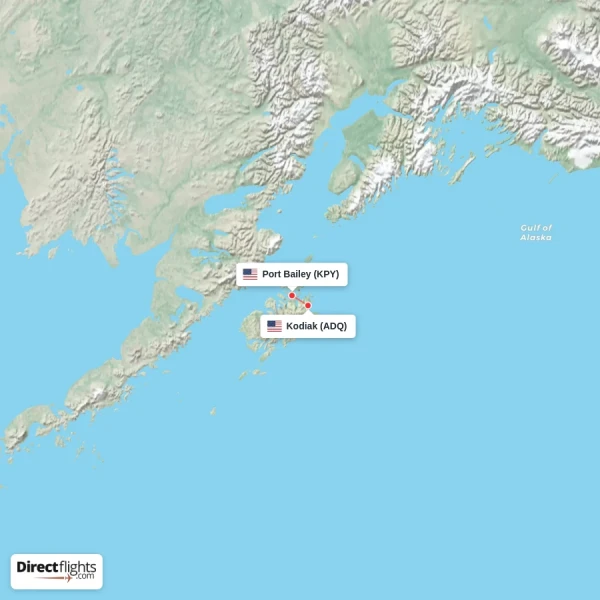 Kodiak - Port Bailey direct flight map