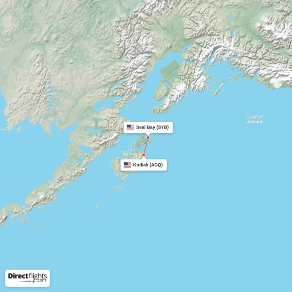 Kodiak - Seal Bay direct flight map