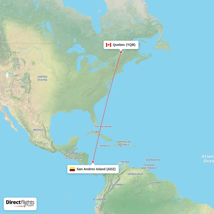 ADZ - YQB route map