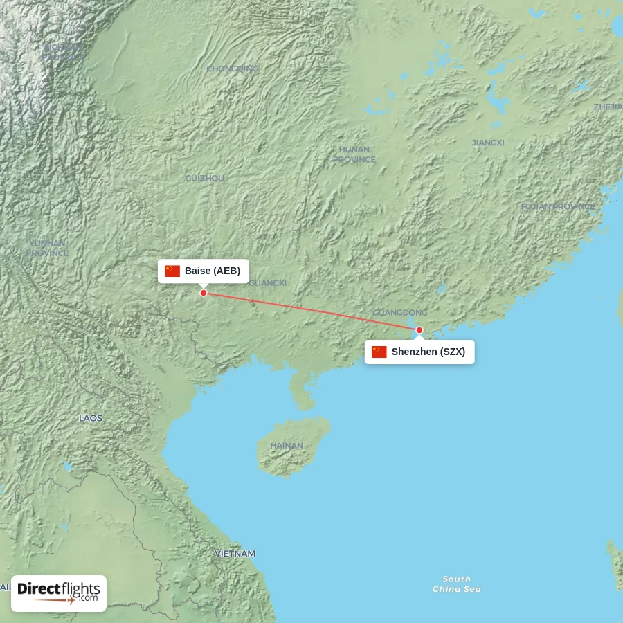 AEB - SZX route map