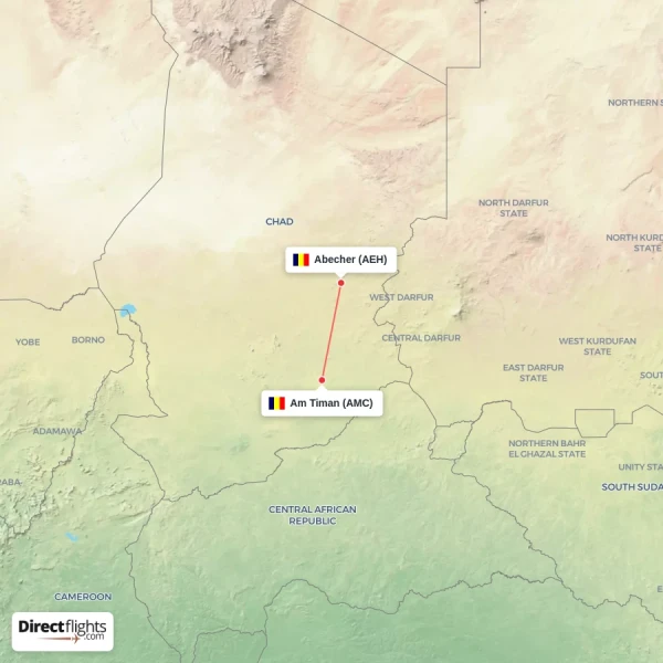 Abecher - Am Timan direct flight map