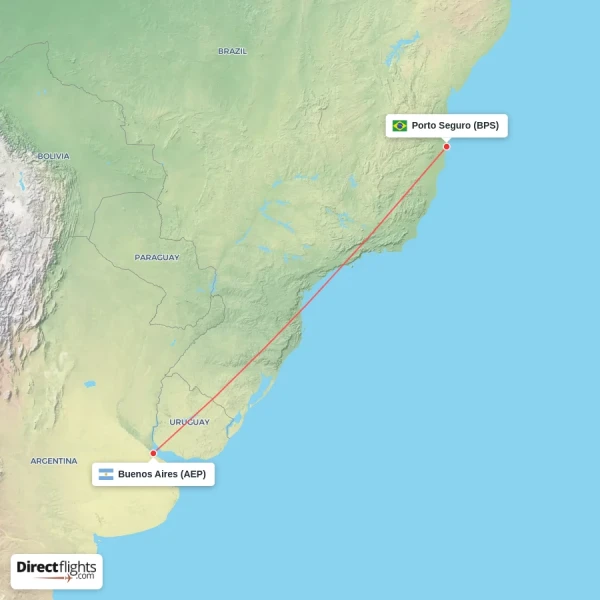 Buenos Aires - Porto Seguro direct flight map