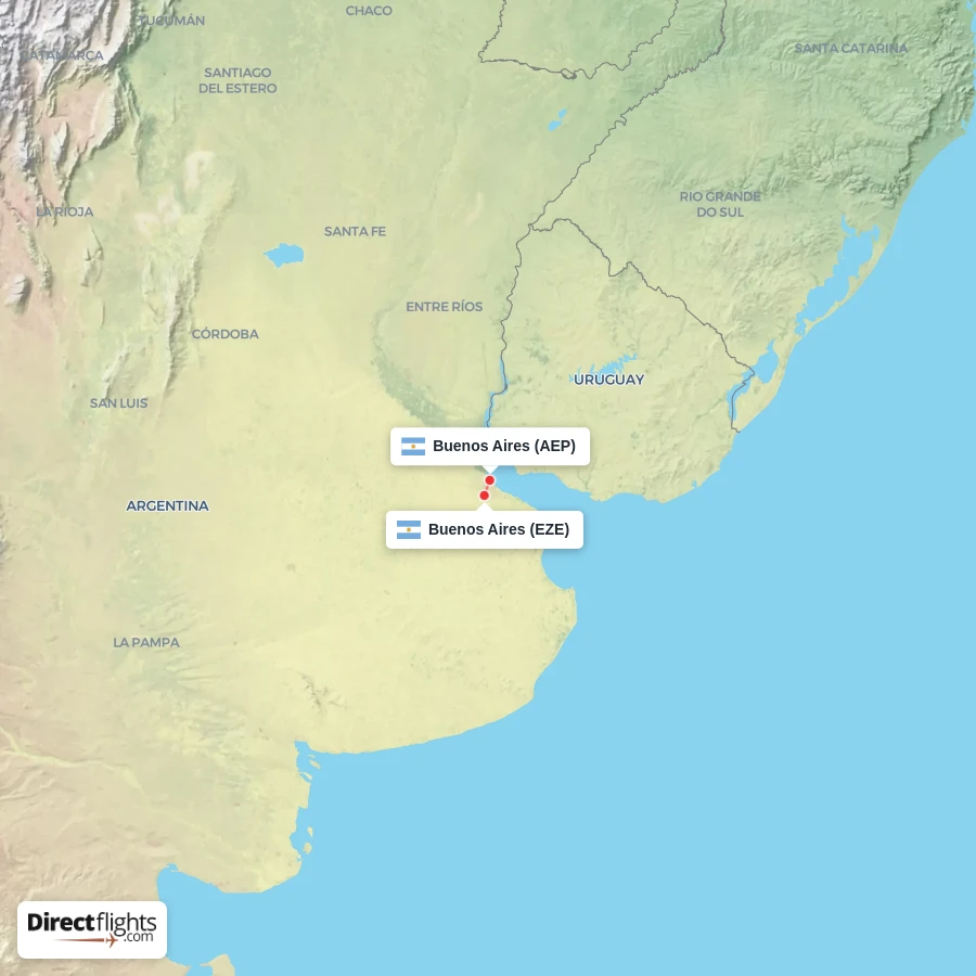 AEP - EZE route map