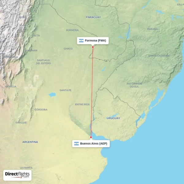 Buenos Aires - Formosa direct flight map