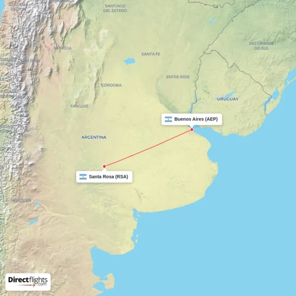 Buenos Aires - Santa Rosa direct flight map