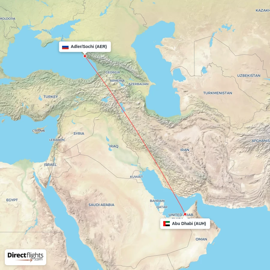 AER - AUH route map