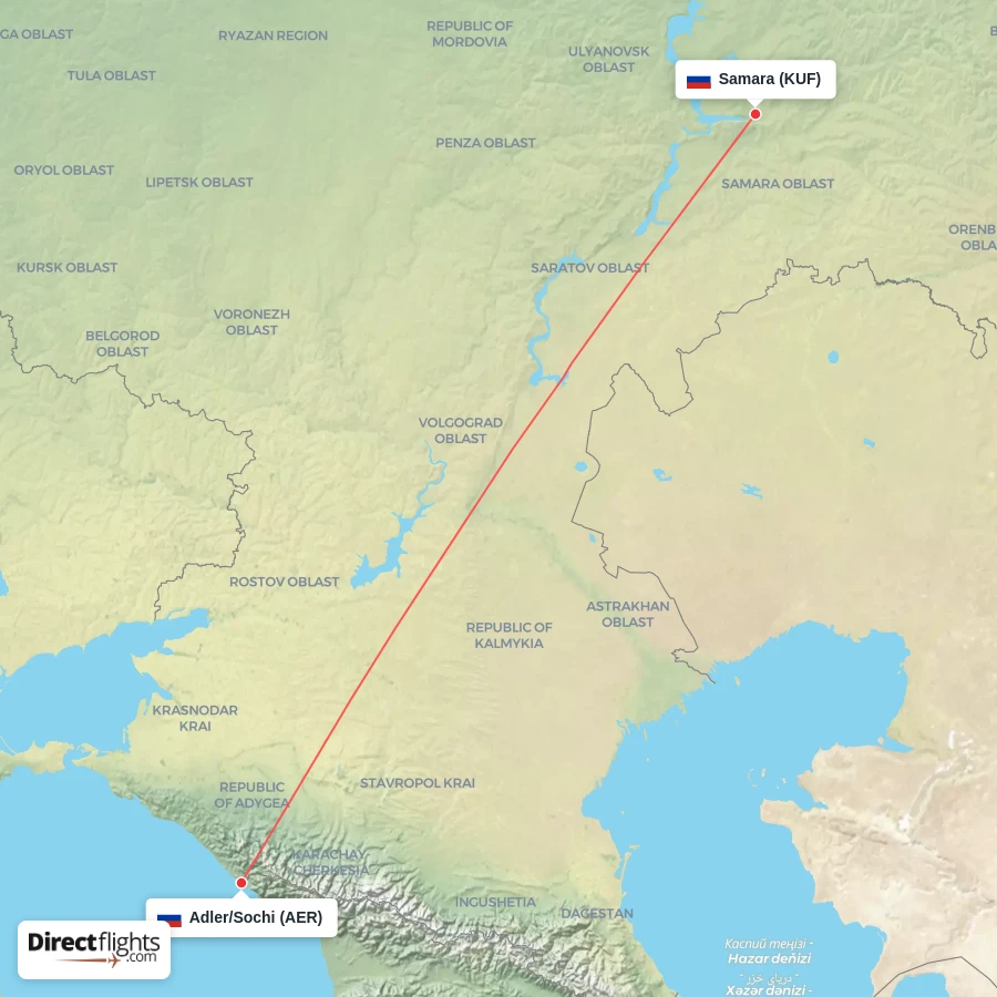 AER - KUF route map