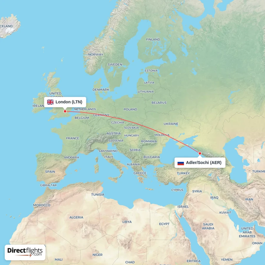 AER - LTN route map