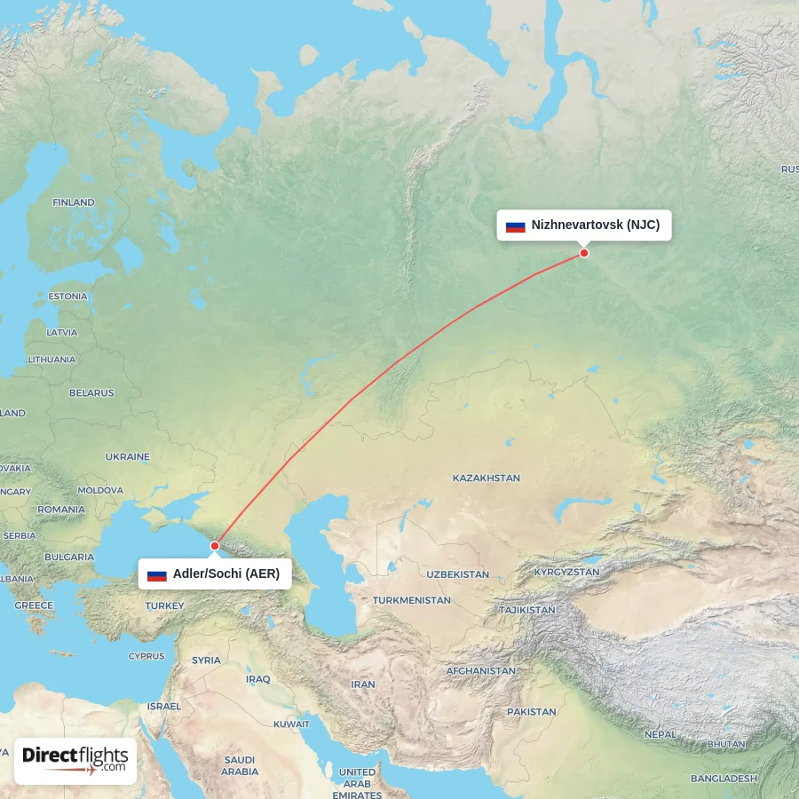 AER - NJC route map
