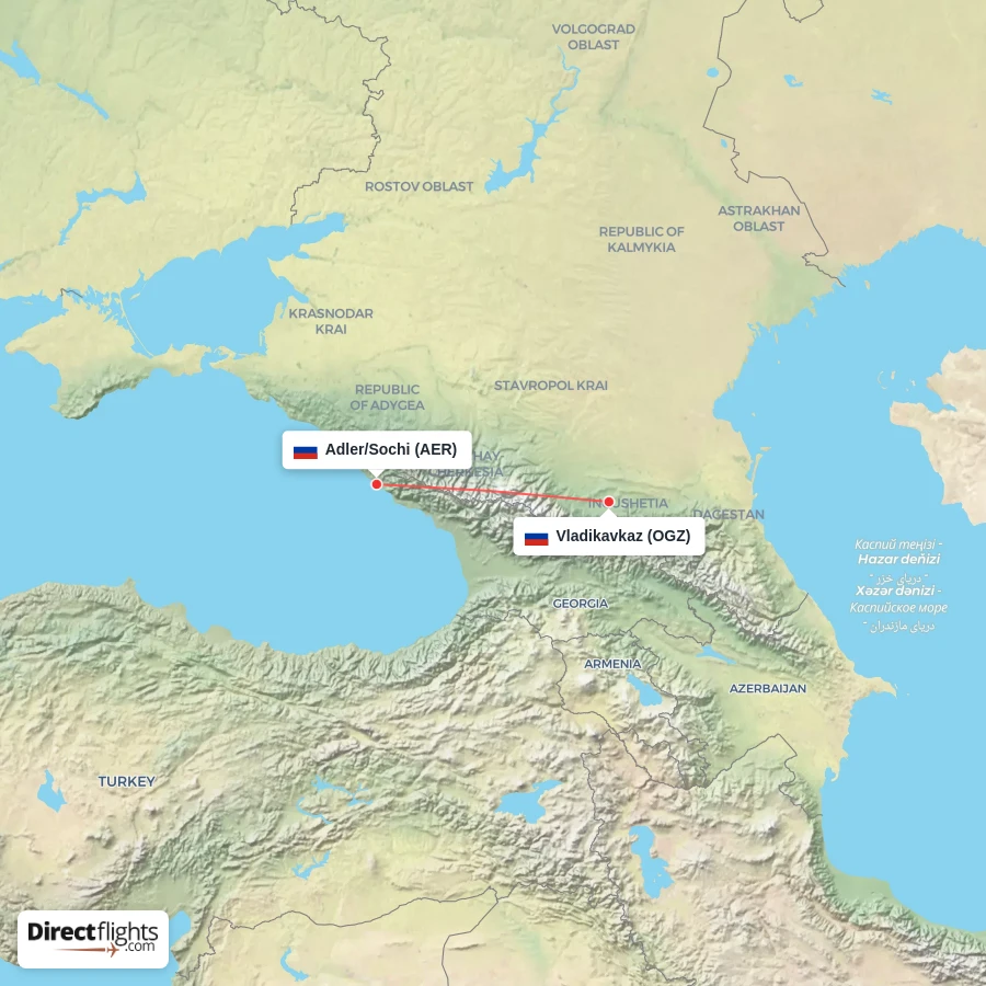 AER - OGZ route map