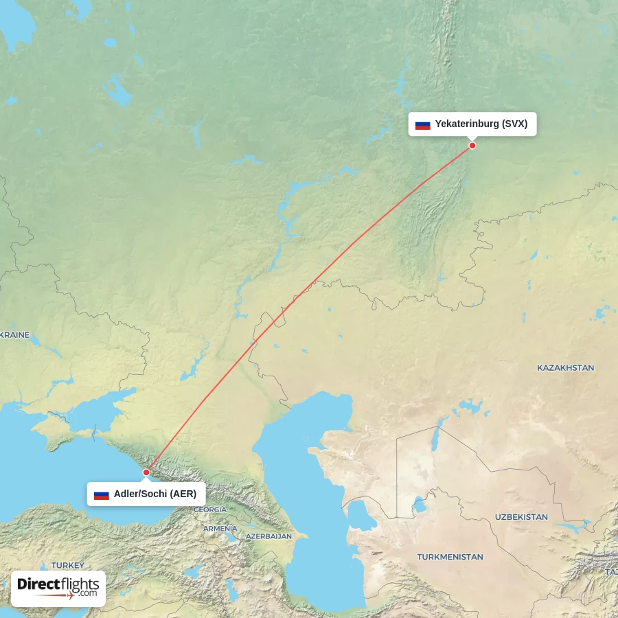 AER - SVX route map