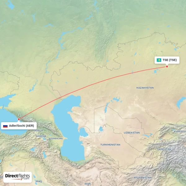 Adler/Sochi - TSE direct flight map