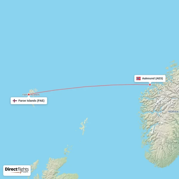 Aalesund - Faroe Islands direct flight map