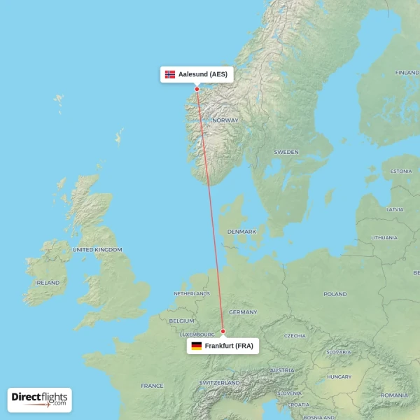 Aalesund - Frankfurt direct flight map