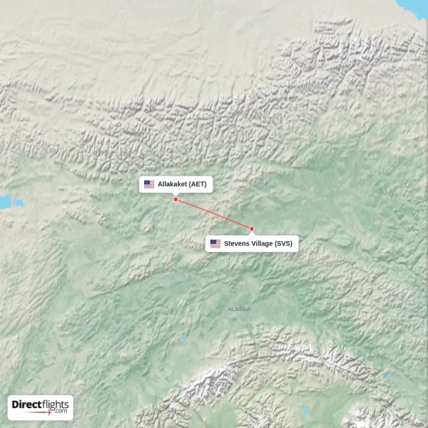 Allakaket - Stevens Village direct flight map